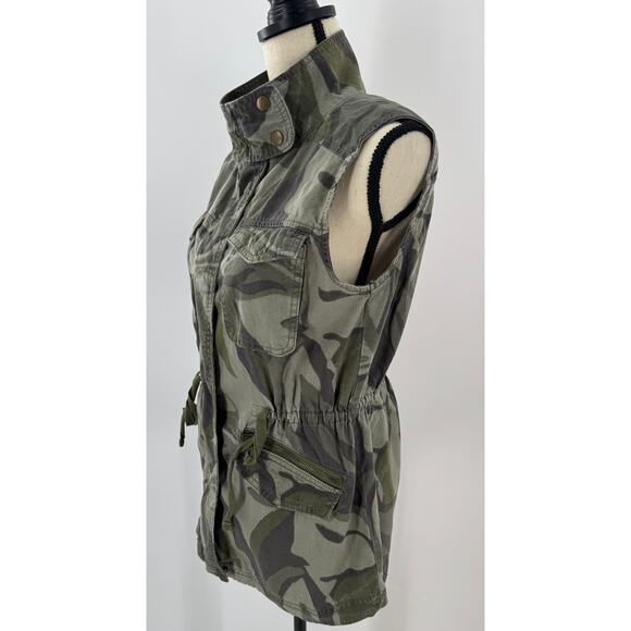 Nordstrom Caslon Green Camo Utility Vest Military Pockets Small - Picture 4 of 12